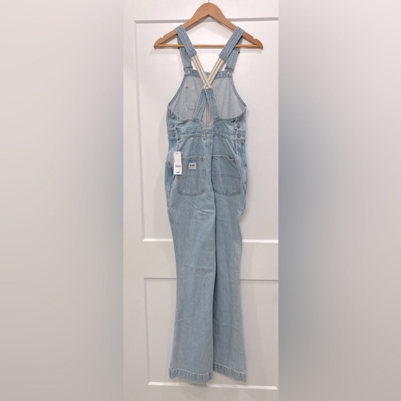 NWT Free People x Lee Factory Flare Overalls Vibrant Blue Denim Small Festival - Picture 10 of 15